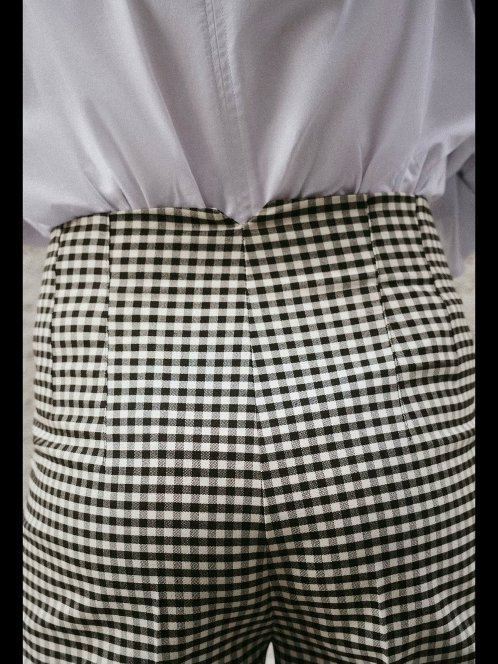 Zara Black & White Gingham Checkered Print High Waisted Ankle Pants - Picture 3 of 4